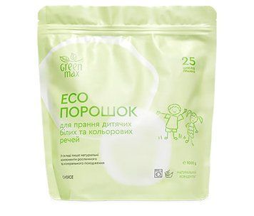 ЕКОпорошок дитячий для прання білих та кольорових речей Green Max 1000 г