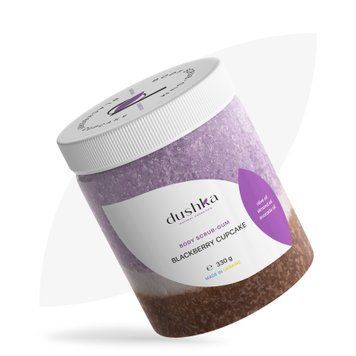 Peeling do ciała-guma do żucia Babeczka jeżynowa Dushka 330 g