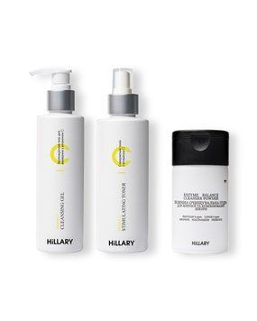 Zestaw oczyszczająco-tonizujący Hillary Enzyme z witaminą C do cery tłustej