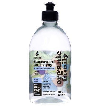 Natural liquid dishwashing detergent SPRING STORY with Lavender, Calendula and Rowan Purenn Organic Family 0.5 l