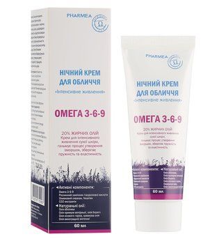 Нічний крем для обличчя Інтенсивне живлення серія Omega 3-6-9 Pharmea 60 мл