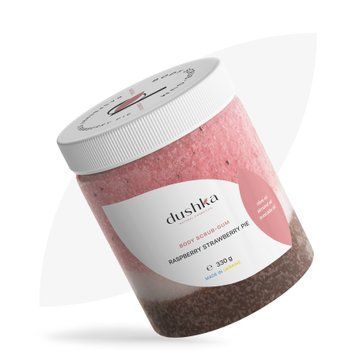 Peeling do ciała-guma do żucia Ciasto malinowo-truskawkowe Dushka 330 g